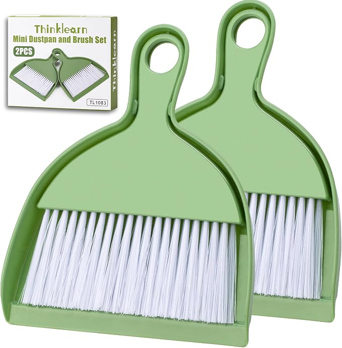 THINKLEARN 2PCS Small Broom and Dustpan Set, Mini Dust Pan and Brush, Hand Whisk by THINKLEARN