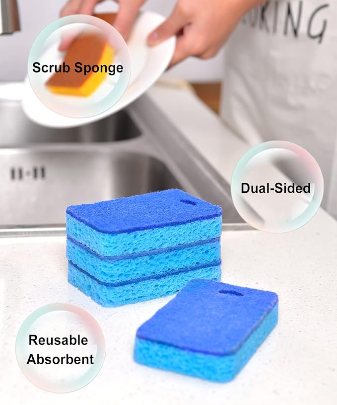 METUUTER 12-Count Scrub Sponges Kitchen Sponge Heavy Duty, Cellulose Sponges - Image 2
