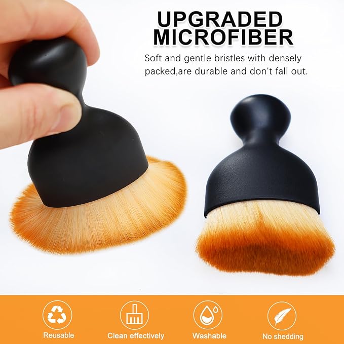 2 Pack Car Interior Detailing Soft Brush, Curved Design Dirt Dust Clean Brushes - Image 4