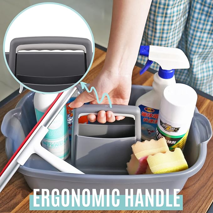 Cleaning Caddy Organizer with Handle, Cleaning Tool Storage Tote, 2 Pack - Image 6