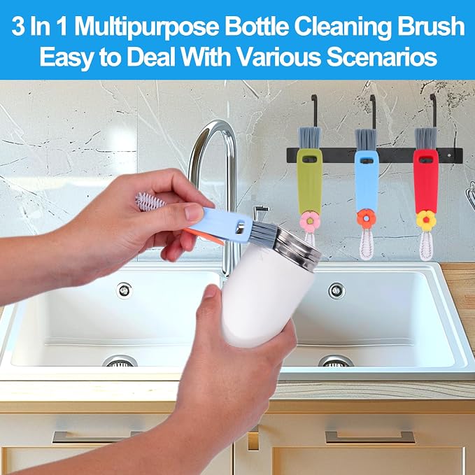 XANGNIER 3 in 1 Cup Lid Gap Cleaning Brush Set, 3 Pack Water Bottle Crevice - Image 3