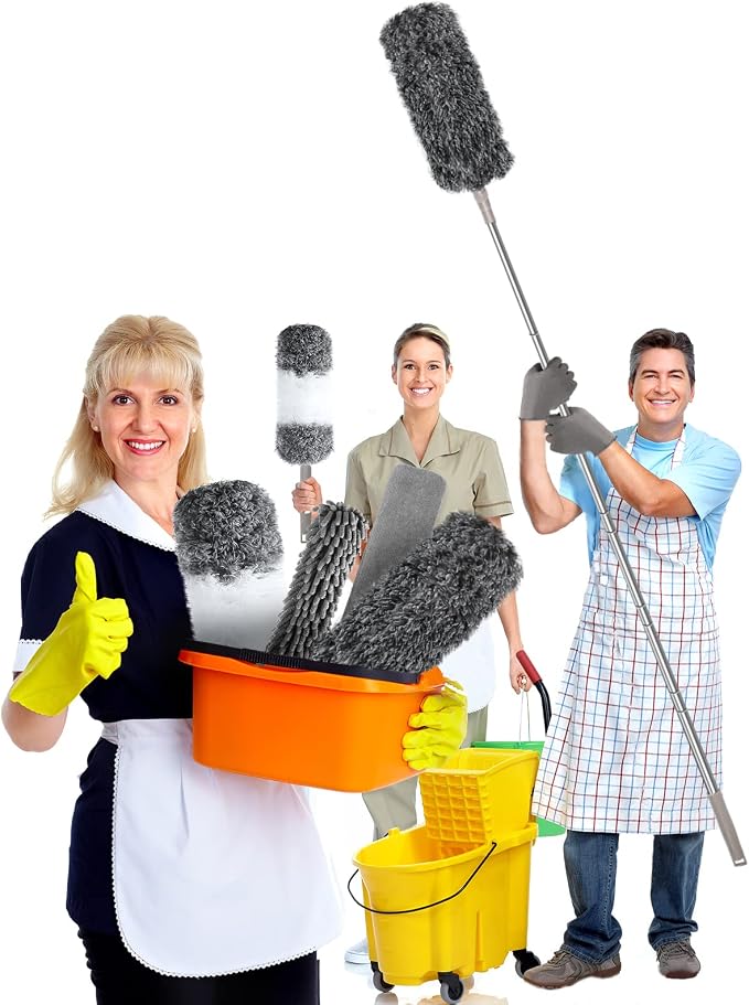 Microfiber Feather Duster with Extension Pole 30 to 100 inches, Washable Dusters - Image 8