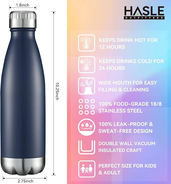 HASLE OUTFITTERS 17oz Stainless Steel Water Bottles Bulk, Vacuum Insulated - Image 5