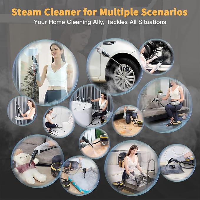 Steam Cleaner, 3-Level Adjustable Handle, 15s Heat-Up, 1.69 Quarts Tank - Image 6