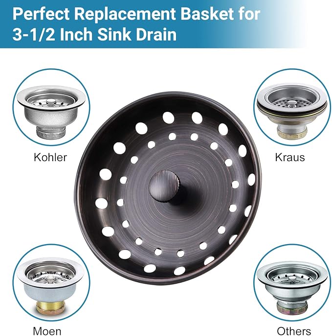 KONE Kitchen Sink Stopper and Strainer 2 Pack Oil Rubbed Bronze Sink Basket - Image 5