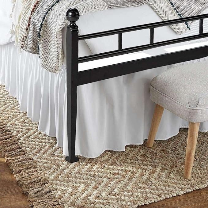 SlumberWell Full Bed Skirt with Split Corners, Soft Microfiber, 16 Inch Drop, White Solid, Elegant Ruffled Design