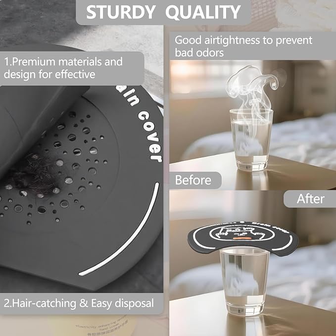 2-in-1 Shower Drain Hair Catcher & Bathtub Drain Cover, Odor-Proof Silicone - Image 7