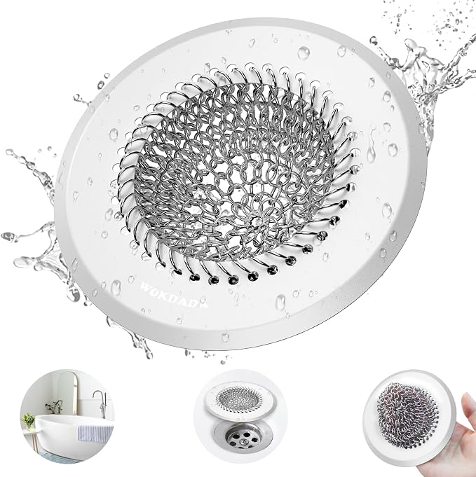Drain Hair Catcher: for Bathtub & Shower, Reversible 304 Stainless Steel by Wokdada