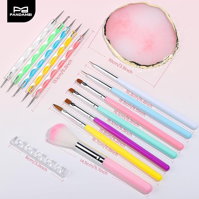 FANDAMEI Nail Tools Kit, Nail Polish Mixing Palette Nail Art Tools - Image 2
