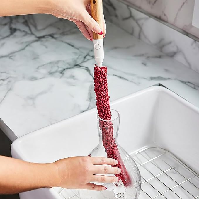 Wine Enthusiast Interchangeable Glassware Cleaning Brush Set – 5-Piece Bamboo - Image 9