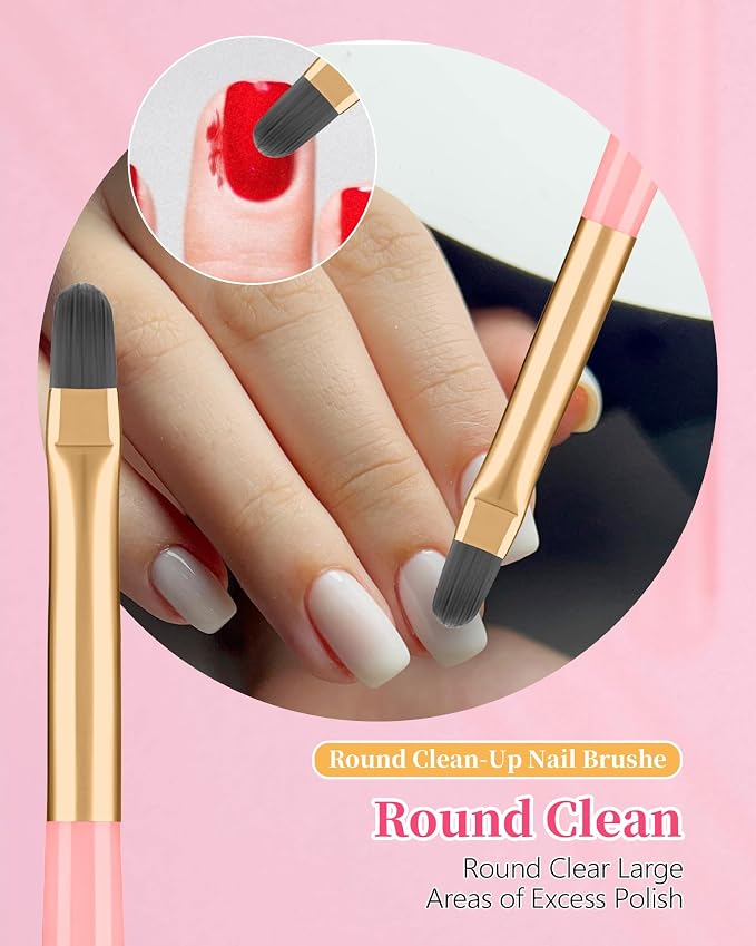3PCS Nail Polish Clean Up Brush, Round&Falt&Angled Acetone Resistant Nail Brush - Image 4