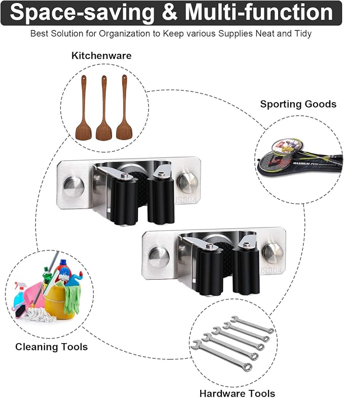 Mop and Broom Holder Wall Mount - Image 4