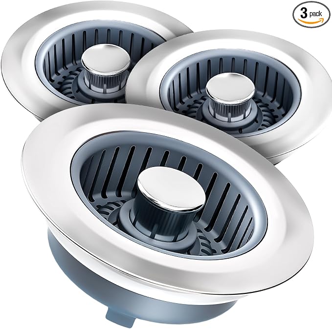 Kitchen Sink Drain Strainer & Sink Stopper, Upgraded 3 in 1 Stainless Steel by Nipoko