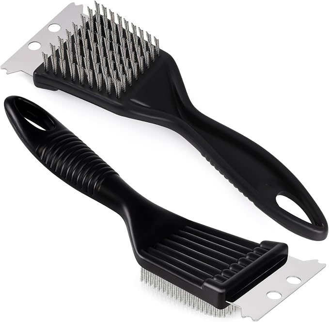 2 Pcs Grill Brush and Scraper, Barbecue Grill Cleaning Brush Stainless Steel by KINYFY