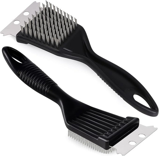 2 Pcs Grill Brush and Scraper, Barbecue Grill Cleaning Brush Stainless Steel by KINYFY
