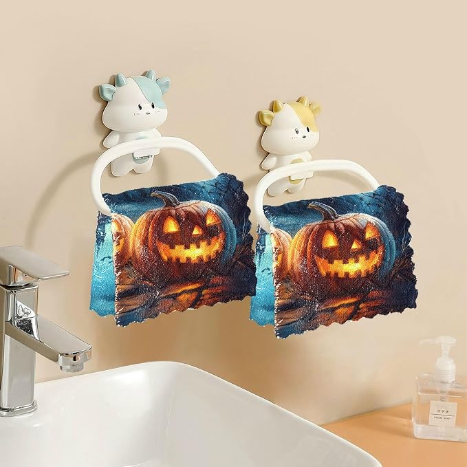 ALAZA Kitchen Towels Halloween Pumpkins Castle Flying Bat Dish Towels - Image 5