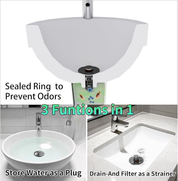 Sink Stopper Bathroom Drain, Universal Bathroom Sink Drain Strainer - Image 2