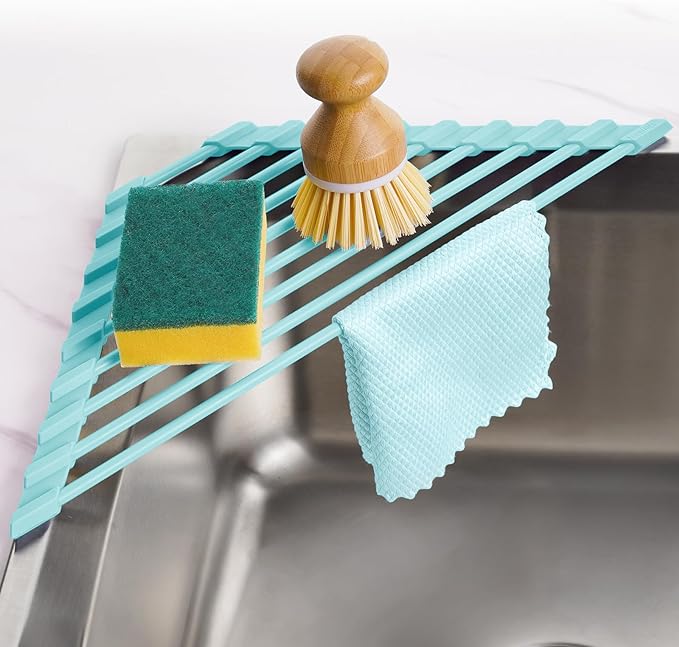 Tomorotec Compact Silicone-Coated Triangle Dish Drying Rack by Tomorotec