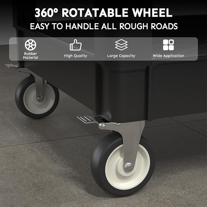 Utility Cart on Wheels, 1000 lbs Capacity Rolling Service Cart, 45 x 25 Inch - Image 4