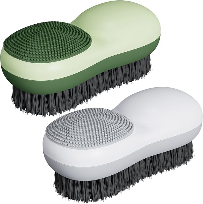 Laundry Stain Brush 2 Pack Two-Side Soft Bristle Scrub Brush by Selaurel