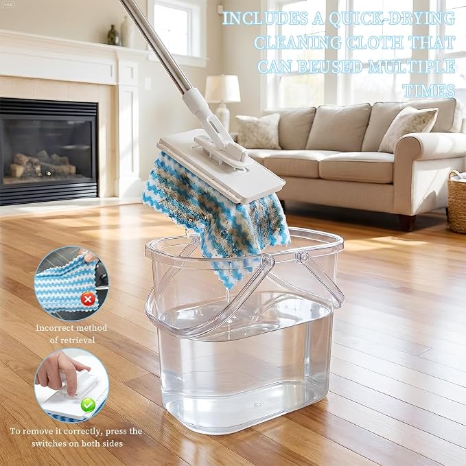 Snap Grip Mini Mop, Zero Touch MiniMop, Disposable Clip Mopstick Reusable Cloths - Image 7