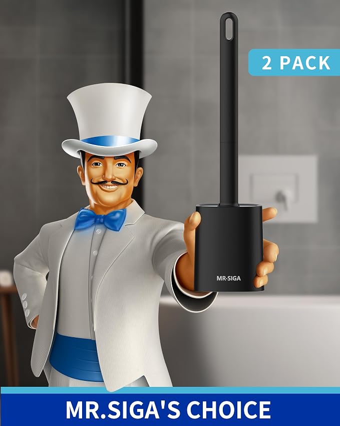 MR.SIGA Toilet Brush and Holder Set, Wall Mounted Toilet Bowl Brush, Compact - Image 2