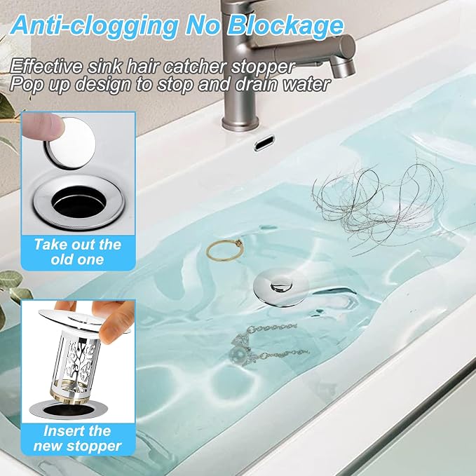 Bathroom Sink Drain Stopper, Bathroom Sink Drain Strainer - Image 4