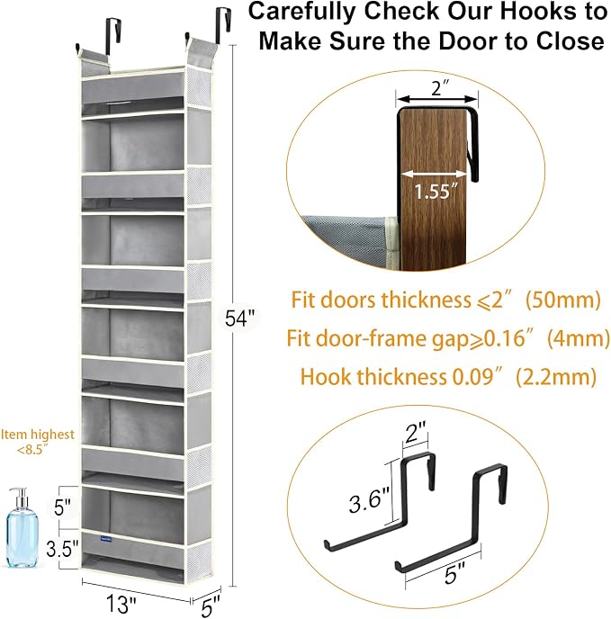 2 Pack Over The Door Hanging Organizer 6-Shelves and 12 Side Pockets, Over The - Image 2