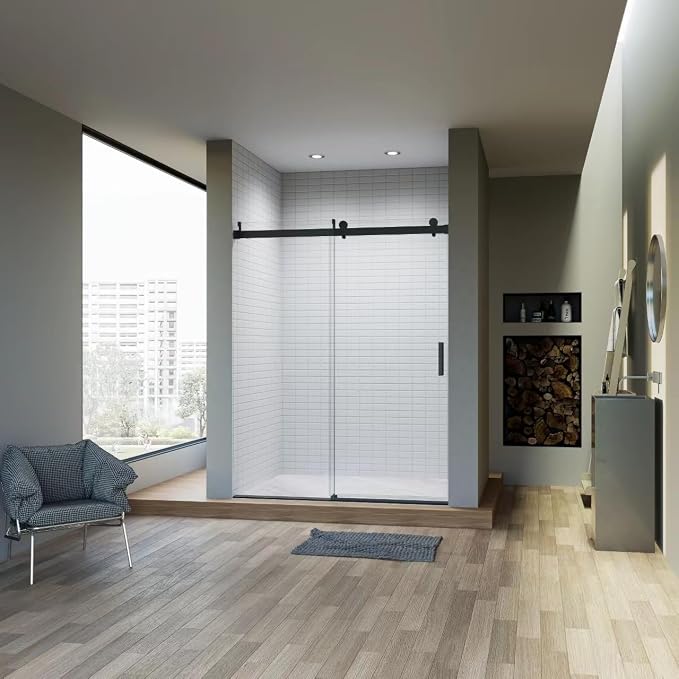 56-60" W x 76" H Frameless Single Sliding Glass Shower Doors Soft-Close - Image 8