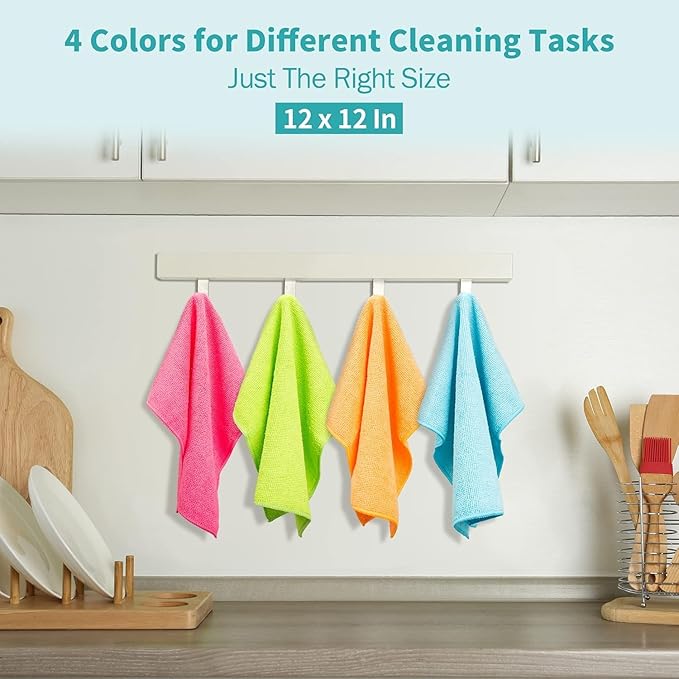 HOMERHYME Microfiber Cleaning Cloth, 100 Pack Cleaning Rags, Lint Free Reusable - Image 2