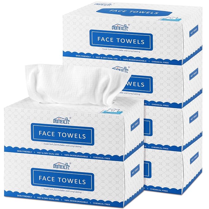 HOMEXCEL Face Towels, Disposable Face Towelette, Biodegradable Makeup Remover by HOMEXCEL