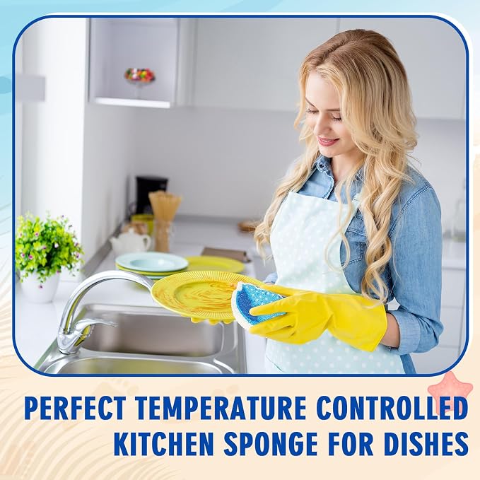 Whaline 8Pcs Starfish Shell Kitchen Sponges Water Absorbing Dish Washing Sponge - Image 7