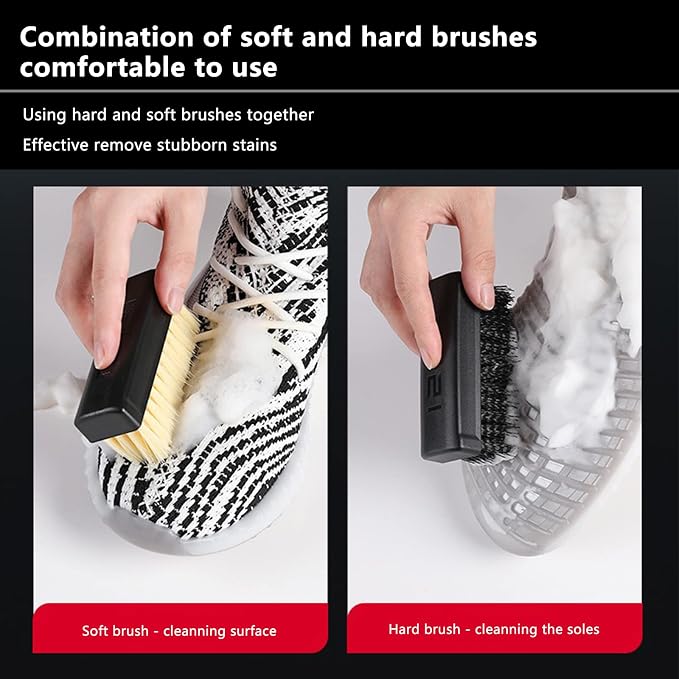 GUZI 2Pcs Professional Cleaning Shoe Brush Plastic Soft Brush Hard Brush - Image 4