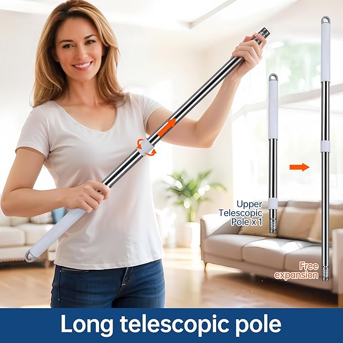 Wall Cleaner Mop with Long Handle, Wall Duster with Extension Pole, 3-in-1 Wall - Image 3