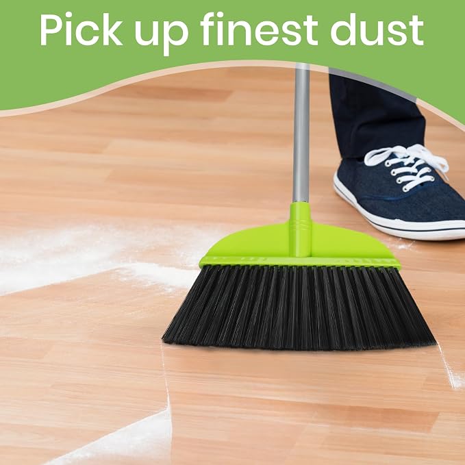 3 Packs Indoor Brooms for Sweeping Hardwood Floor Green Angle Broom - Image 6