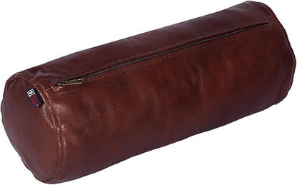 Neck Roll Pillow Cushion Cover, 18x6 Inch Full Moon Round Bolster Pillow Case, Cylinder Soft Lambskin Leather Pillowcase for Head, Spine & Neck Support During Sleep - Tan Pack of 2