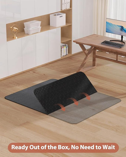 Blvornl Office Chair Mat for Hardwood Floor and Low Pile Carpet, 47" x 60" Corduroy Surface Desk Rolling Chair Mat for Hard Floors, Heavy Duty Carpeted Floor Protector Rug for Home Office, Dark Grey