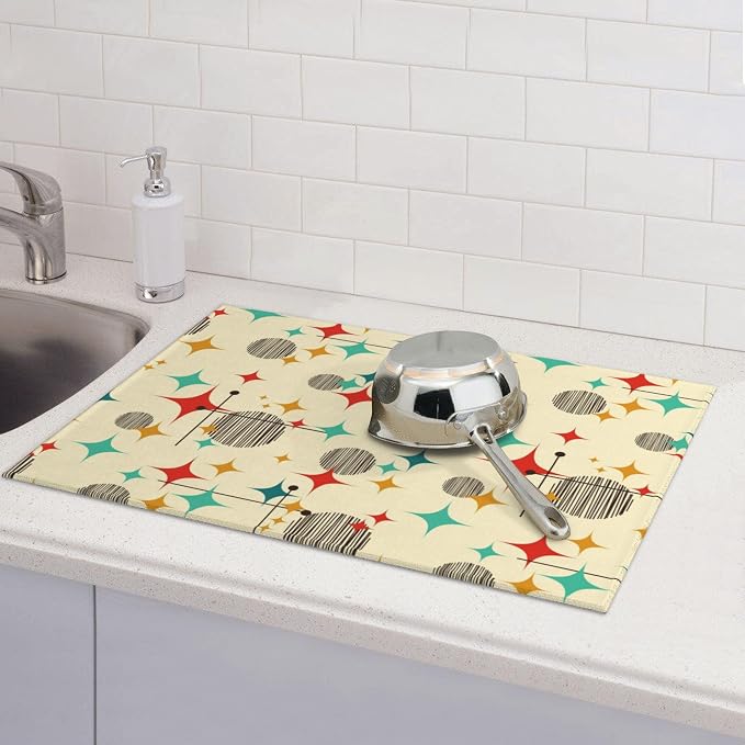Mid Century Modern Atomic Retro Microfiber Dish Drying Mat - Image 5