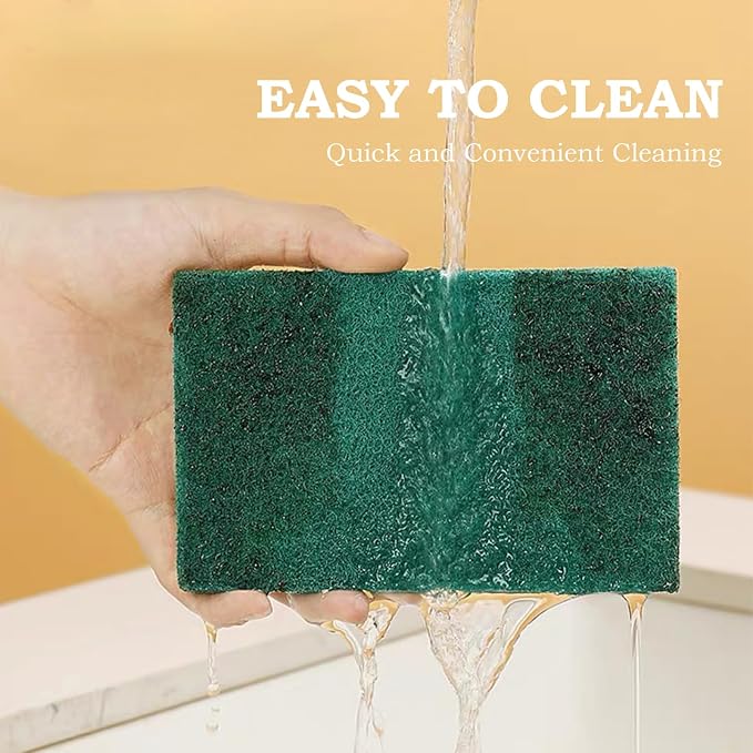 Heavy Duty Scour Pads Sponge Dish Scrubber Green Reusable Household Scrub Pads - Image 6