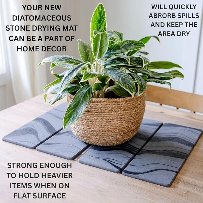 Large Stone Dish Drying Mat for Kitchen Counter | 23.5” L x 15.3” W - Image 8