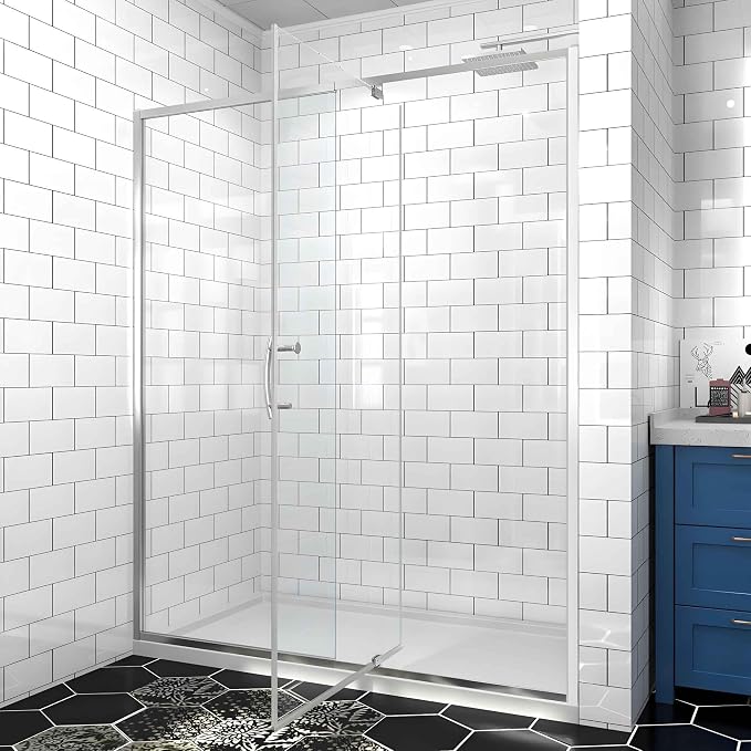 56-60" W x 71" H Pivot Glass Shower Door, 1/4" Thick Clear SGCC Tempered Shower by Unknown