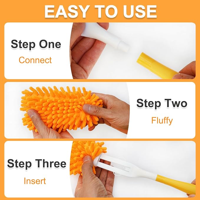 2 Pcs with 1 Handle Reusable Duster Refills, Washable Microfiber Dusters - Image 4