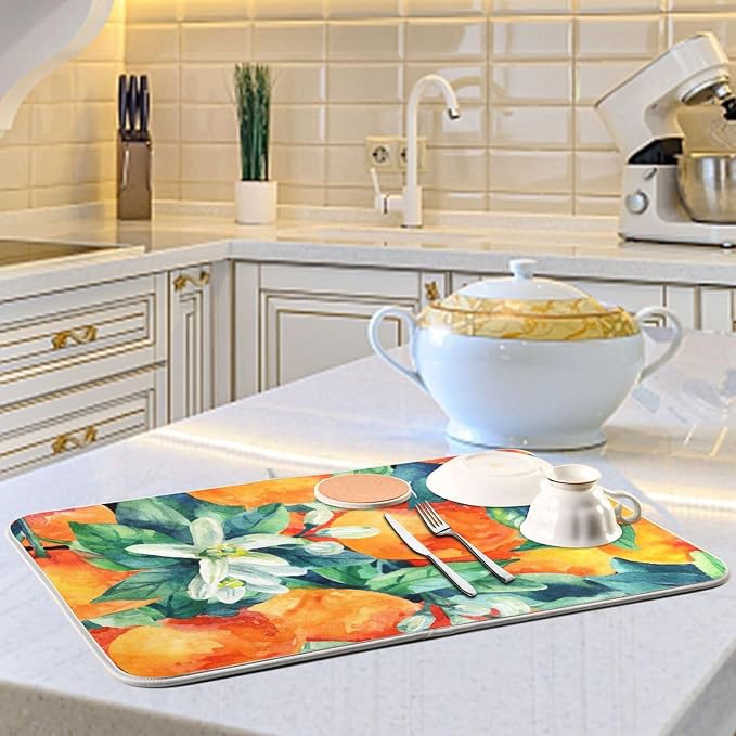 Tarity Watercolor Orange Dish Drying Mat - Image 6