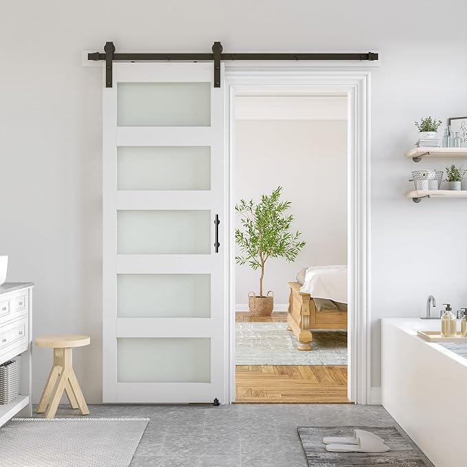 SmartStandard 30 x 96 in Glass Barn Door by SMARTSTANDARD