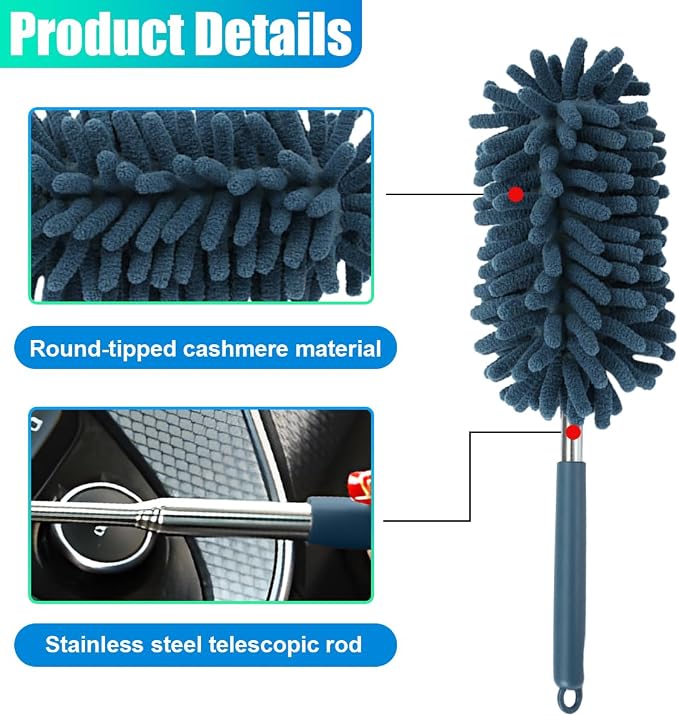 2PCS Car Interior Duster with Extension Pole – Washable Microfiber Dusters - Image 3