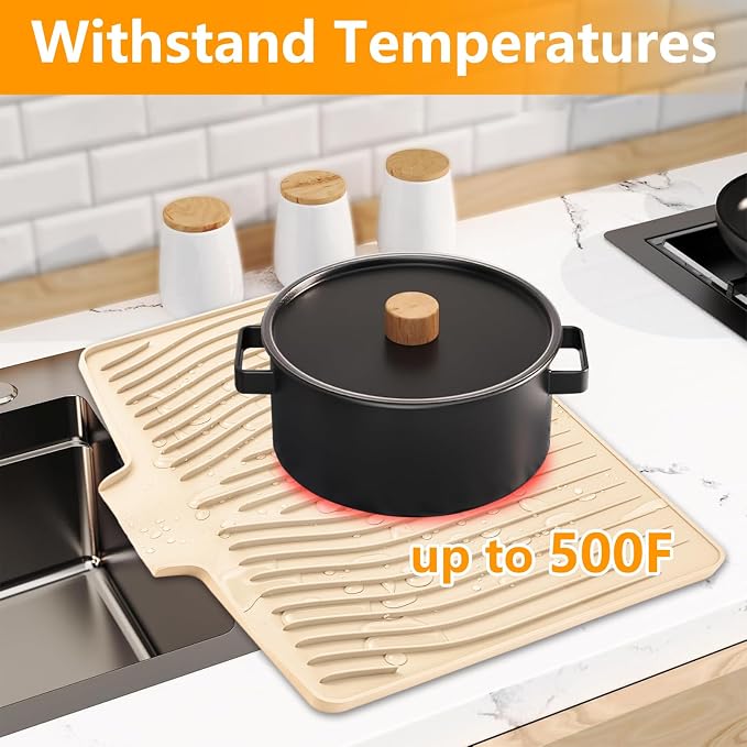 Silicone Dish Drying Mat for Kitchen Counter, Dish Drainer Mat, Non-Slip Drying - Image 5