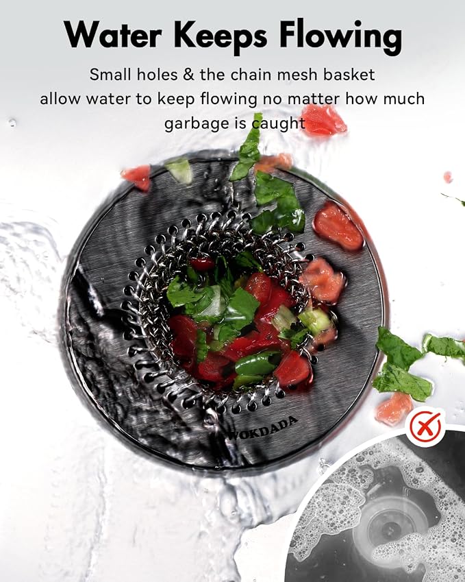 Black Kitchen Sink Strainer, Flippable Mesh Sink Drain Strainer, 304 Stainless - Image 5