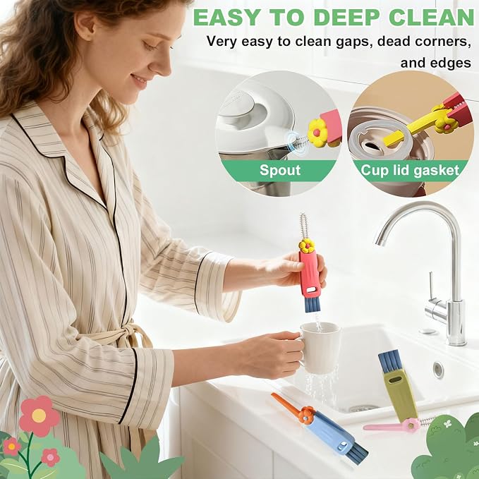 3 in 1 Cup Lid Cleaning Brush, Portable Water Bottle Brush, Bottle Gaps - Image 2