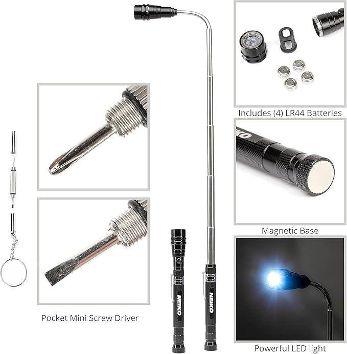 NEIKO 20736A Piece Set, Magnetic Tool & Telescoping Mirror Set, Adjustable - Image 3