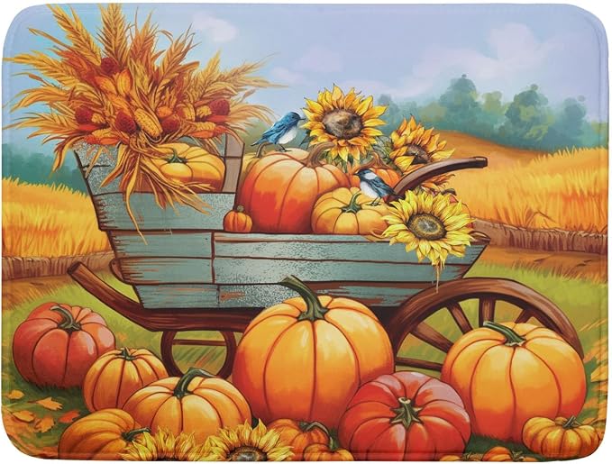 Thanksgiving Autumn Harvest Pumpkin Dish Drying Mat by Sweetshow
